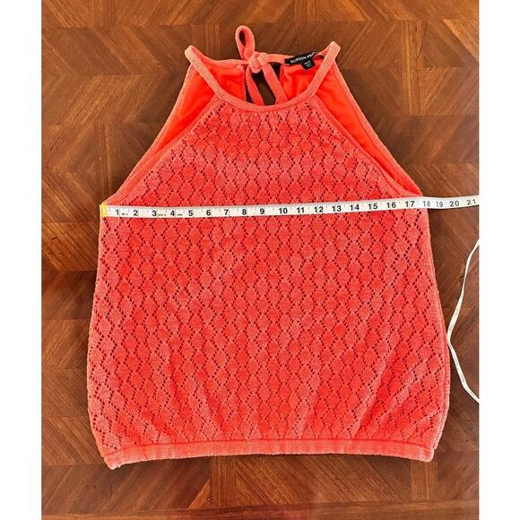 Boston Proper Coral Crochet Halter Top Size M Lined - Picture 7 of 16